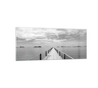 Quadro su Vetro 100x40cm Legno ponte mare Stampe Immagini Quadri Moderni Murale