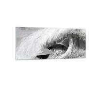 Quadro su Vetro 100x40cm Onda Disegno In Bianco E Nero Stampe Moderni Murale