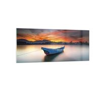 Quadro su Vetro 100x40cm Ovest Il Sole La Barca Stampe Immagini Moderni Murale