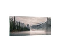 Quadro su Vetro 100x40cm Riflessione nebbia paesaggio Stampe Moderni Murale