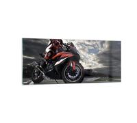 Quadro su Vetro 100x40cm Sport corsa moto viaggio Stampe Immagini Moderni Murale