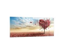 Quadro su Vetro 100x40cm Stampe da Parete in Vetro Astrazione autunno albero foglia Grandi Decorazione Murale Camera da Letto Cucina 1 pezzo Quadri Moderni Soggiorno Immagini Wall Art GAB100x40-2609