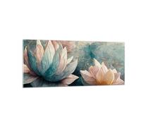Quadro su Vetro 100x40cm Stampe da Parete in Vetro Fiori Art Deco Loto Grandi Decorazione Murale Camera da Letto Cucina 1 pezzo Quadri Moderni Soggiorno Grafica Immagini Wall Art GAB100x40-5976