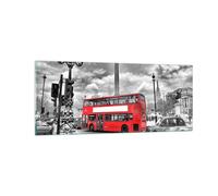 Quadro su Vetro 100x40cm Trafalgar square taxi londra Stampe Moderni Murale