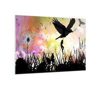 Quadro su Vetro 100x70cm artistica carattere nuvola fiore Stampe Moderni Murale