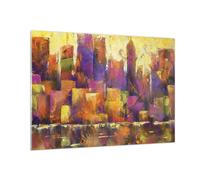 Quadro su Vetro 100x70cm Astrazione Città Grattacieli Stampe Moderni Murale