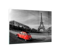 Quadro su Vetro 100x70cm Automobile Eiffle cultura architettura Stampe Murale
