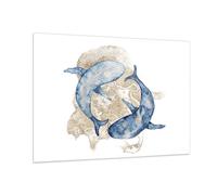 Quadro su Vetro 100x70cm Balena acquerello oro Stampe Immagini Moderni Murale