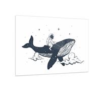 Quadro su Vetro 100x70cm Balena Astronauta Immaginazione Stampe Moderni Murale