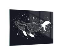 Quadro su Vetro 100x70cm Balena Bianco E Nero Grafica Stampe Moderni Murale