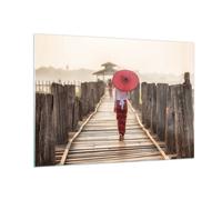 Quadro su Vetro 100x70cm Birmania ombrellone ponte Stampe Moderni Murale
