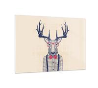 Quadro su Vetro 100x70cm Carattere cervi pantaloni a vita bassa Murale
