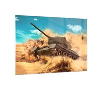 Quadro su Vetro 100x70cm carro armato poligon campo Stampe Moderni Murale