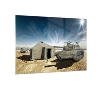 Quadro su Vetro 100x70cm carro armato poligon campo Stampe Moderni Murale