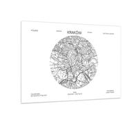 Quadro su Vetro 100x70cm Carta Geografica Cracovia Polonia Stampe Moderni Murale