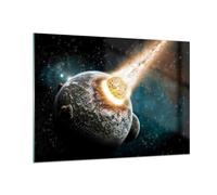 Quadro su Vetro 100x70cm Cataclismo Apocalisse Cometa Esplosione Stampe Murale