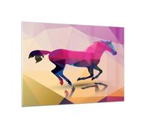 Quadro su Vetro 100x70cm Cavallo animali geometria diamante Stampe Murale