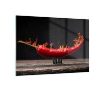 Quadro su Vetro 100x70cm Chilli Paprika biologica l'agricoltura Stampe Murale