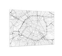 Quadro su Vetro 100x70cm Città mappa Parigi Stampe Immagini Moderni Murale