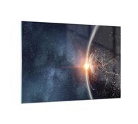 Quadro su Vetro 100x70cm Cosmo Terra Sole Stampe Immagini Quadri Moderni Murale