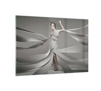 Quadro su Vetro 100x70cm Donna Modello Stripes emozioni Stampe Moderni Murale