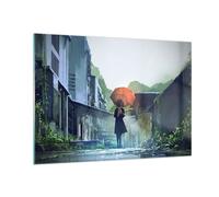 Quadro su Vetro 100x70cm donna strada casa Stampe Immagini Quadri Moderni Murale
