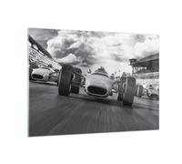 Quadro su Vetro 100x70cm Formula 1 in bianco e nero Stampe Moderni Murale