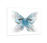 Quadro su Vetro 100x70cm illustrazione fronte farfalla ciglio Stampe Murale