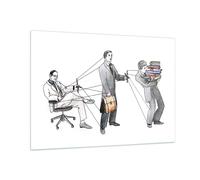 Quadro su Vetro 100x70cm Job umano marionette Illustrazione Stampe Murale