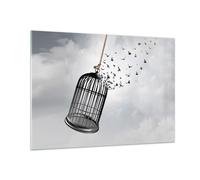 Quadro su Vetro 100x70cm Libertà gabbia uccelli Stampe Immagini Moderni Murale
