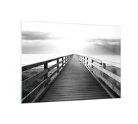 Quadro su Vetro 100x70cm Molo Prospettiva In Bianco E Nero Stampe Moderni Murale