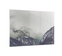 Quadro su Vetro 100x70cm Montagne foreste nebbia Stampe Immagini Moderni Murale