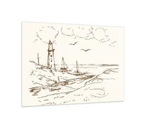 Quadro su Vetro 100x70cm Schizzo Costa Lanterna Stampe Immagini Moderni Murale