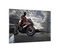 Quadro su Vetro 100x70cm Sport corsa moto viaggio Stampe Immagini Moderni Murale