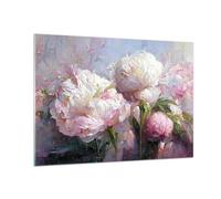 Quadro su Vetro 100x70cm Stampe da Parete in Vetro Fiori Peonie Classicismo Grandi Decorazione Murale Camera da Letto Cucina 1 pezzo Quadri Moderni Soggiorno Grafica Immagini Wall Art GAA100x70-5975