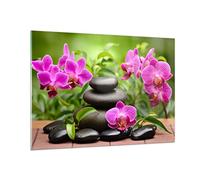 Quadro su Vetro 100x70cm Stampe da Parete in Vetro Fiori Pietre bambù decorazione Grandi Decorazione Murale Camera da Letto Cucina 1 pezzo Quadri Moderni Soggiorno Immagini Wall Art GAA100x70-2687