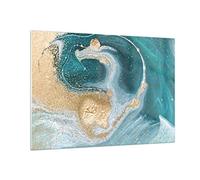 Quadro su Vetro 100x70cm Sfondo dorato turchese Stampe Immagini Moderni Murale