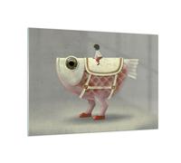 Quadro su Vetro 100x70cm Surreale pesce ragazzo Stampe Immagini Moderni Murale