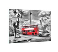 Quadro su Vetro 100x70cm Trafalgar square taxi londra Stampe Moderni Murale