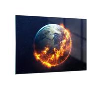 Quadro su Vetro 100x70cm Universo Terra Fuoco globo Stampe Moderni Murale