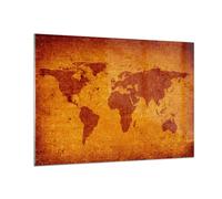 Quadro su Vetro 100x70cm Vecchia mappa continenti viaggi mondo Stampe Murale
