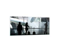 Quadro su Vetro 120x50cm Aeroplano Aeroporto Passeggeri Stampe Moderni Murale
