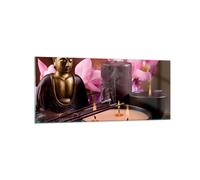 Quadro su Vetro 120x50cm Buddha candele religione Stampe Immagini Moderni Murale
