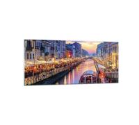 Quadro su Vetro 120x50cm Canale Grande Serata Stampe Immagini Moderni Murale