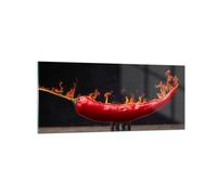 Quadro su Vetro 120x50cm Chilli Paprika biologica l'agricoltura Stampe Murale