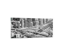 Quadro su Vetro 120x50cm Città grattacieli autostrada Stampe Moderni Murale