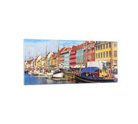 Quadro su Vetro 120x50cm Copenaghen Nahavn Navi Stampe Immagini Moderni Murale