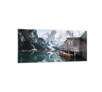 Quadro su Vetro 120x50cm Cottage Sopra Il Lago Stampe Immagini Moderni Murale