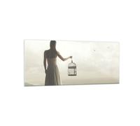 Quadro su Vetro 120x50cm Donna Gabbia Uccello Stampe Immagini Moderni Murale