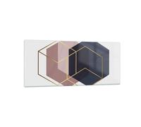 Quadro su Vetro 120x50cm Esagoni Moderni Oro Stampe Immagini Moderni Murale